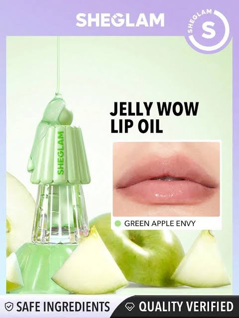 Sheglam Jelly wow Hydrating Lip oil Green apple Envy shade