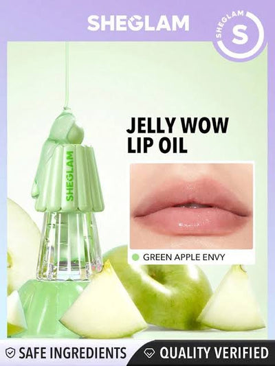 Sheglam Jelly wow Hydrating Lip oil Green apple Envy shade