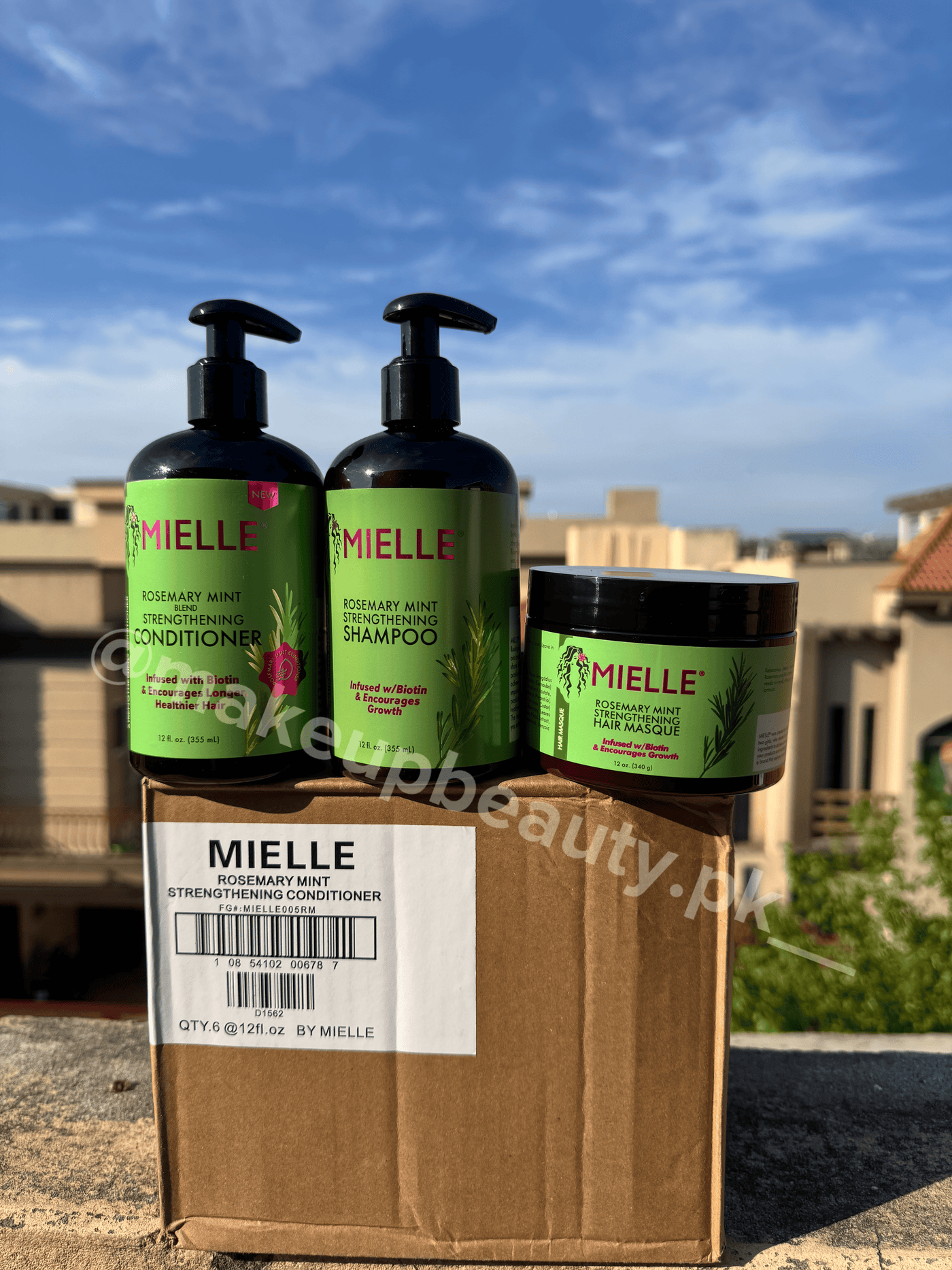 Mielle Rosemary Mint Strengthening deal of three including Shampoo (355 ML) Conditioner (355 ML) and Mask(340 g).
