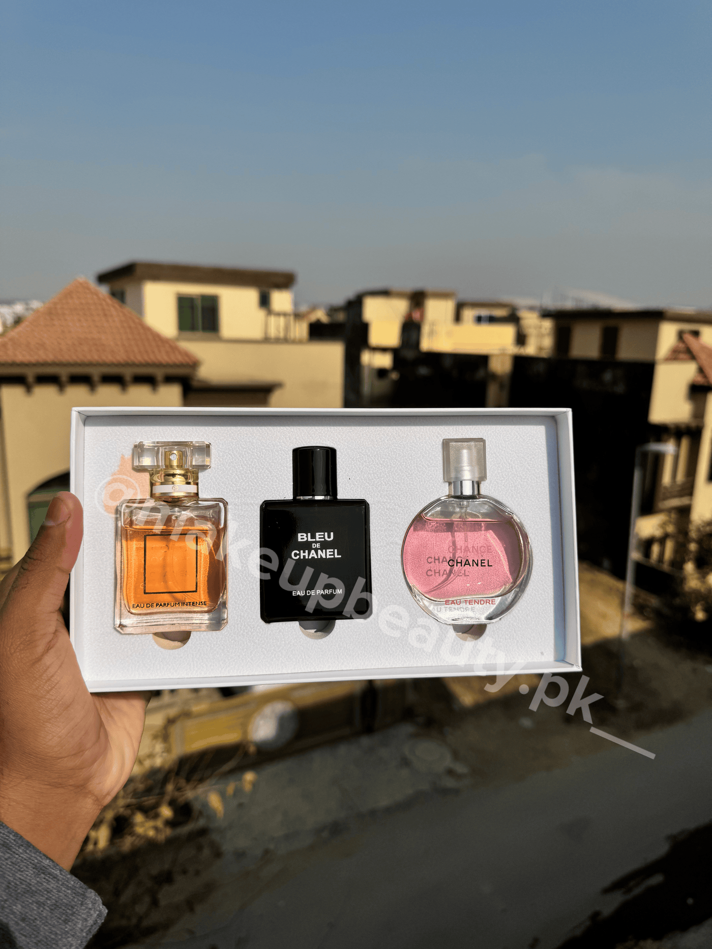 Chanel unisex 3 in 1 Perfume Gift set. (chanel Chance, Bleu de Chanel, Coco Chanel 30 ML EACH).